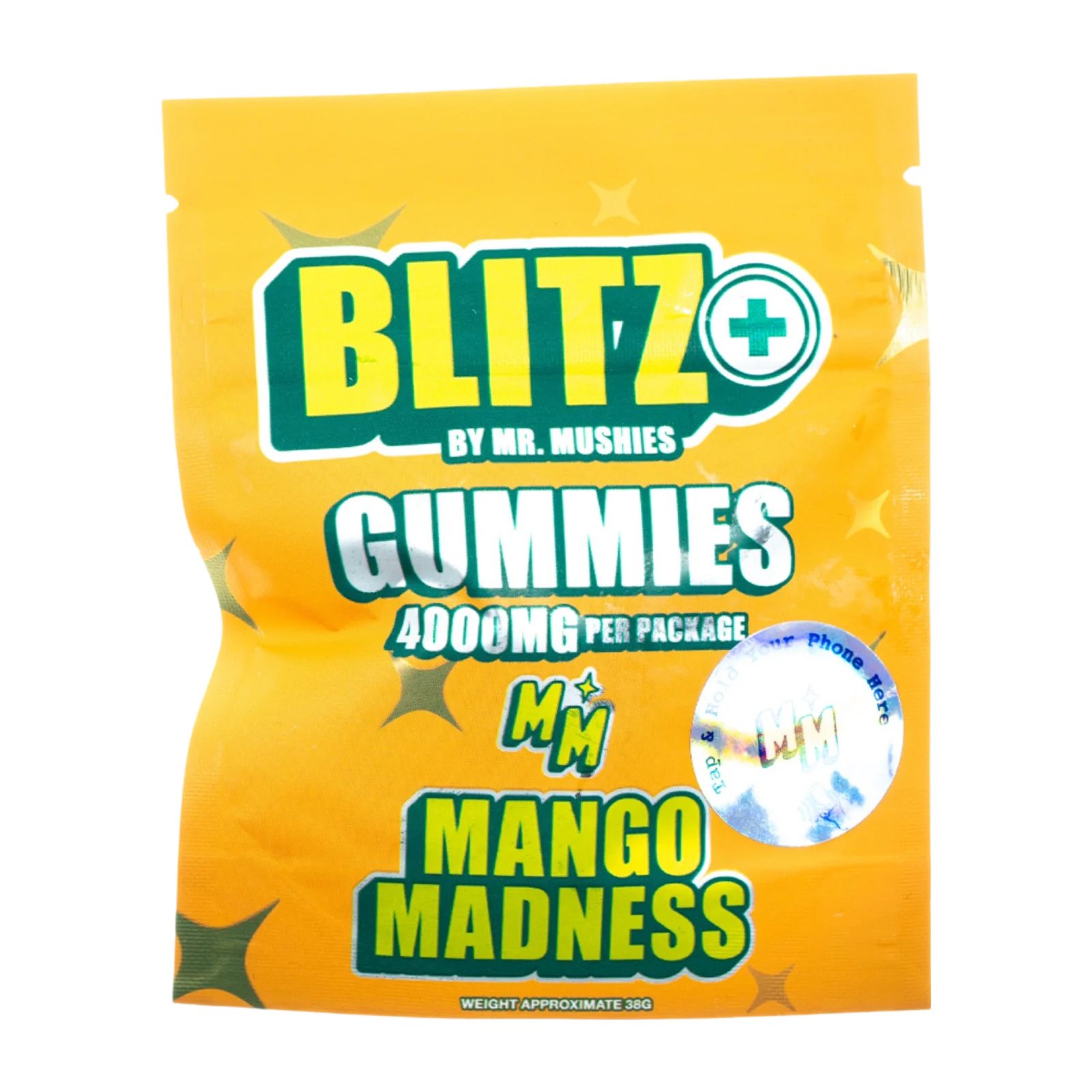 Mango Madness psilocybin drink mix sachet by Mr. Mushies